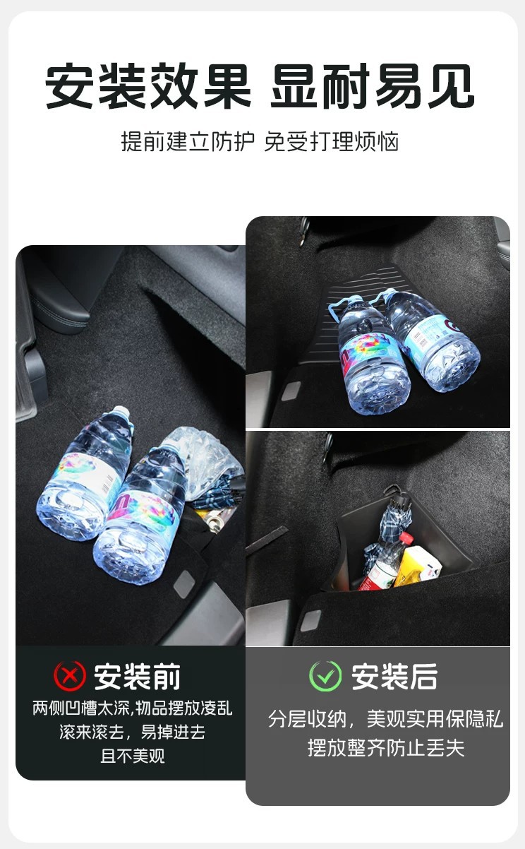 Suitable for Tesla's New Model 3/Y/Yl Trunk Storage Box, Full-Cover Door Storage Box on Both Sides