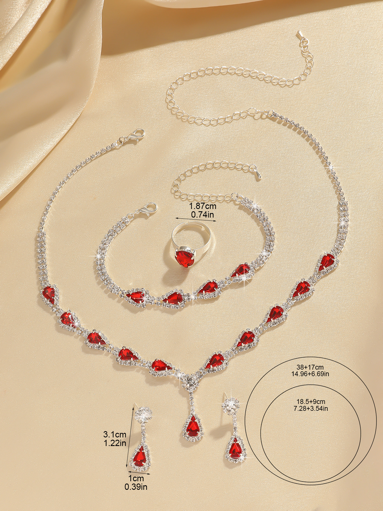 Conjunto de joias de noiva colar e brincos com strass luxo_voghion.com