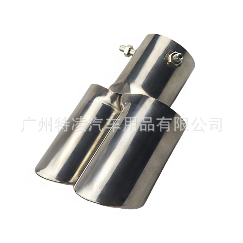 63mm Universal Automotive Dual Outlet Angled Exhaust Pipe Stainless Steel Exhaust Pipe Car Exterior Dual Outlet Decorative Exhaust Pipe