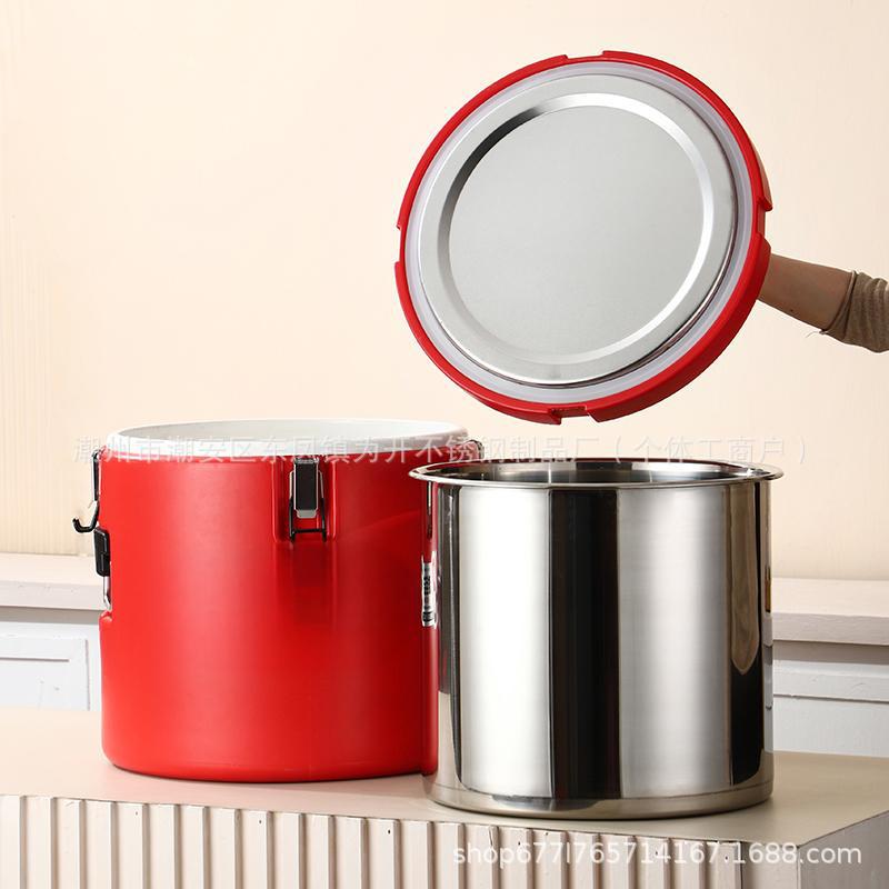 Cubos de aislamiento térmico de acero inoxidable de gran capacidad cubos de arroz de aislamiento térmico comercial escuelas con cubos de sopa al aire libre puestos de gachas en té con leche image 8