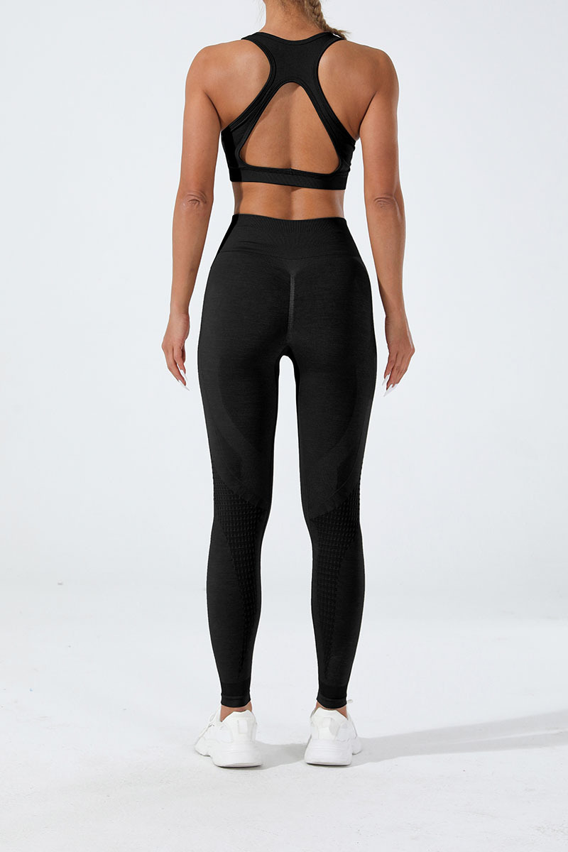 Cationic Seamless Yoga Outfit Set Butt Lifting Tight Fitness Pants Backless Sports Bra Yoga Vest Body Shaping Running Tights_voghion.com