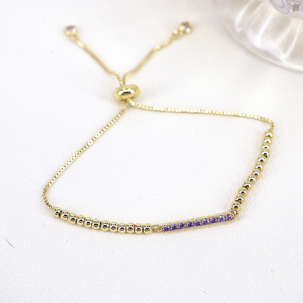 Artificial Gemstones Inlay Material New Simple Copper Micro Inlaid Color Zircon Geometric Beaded Bracelet