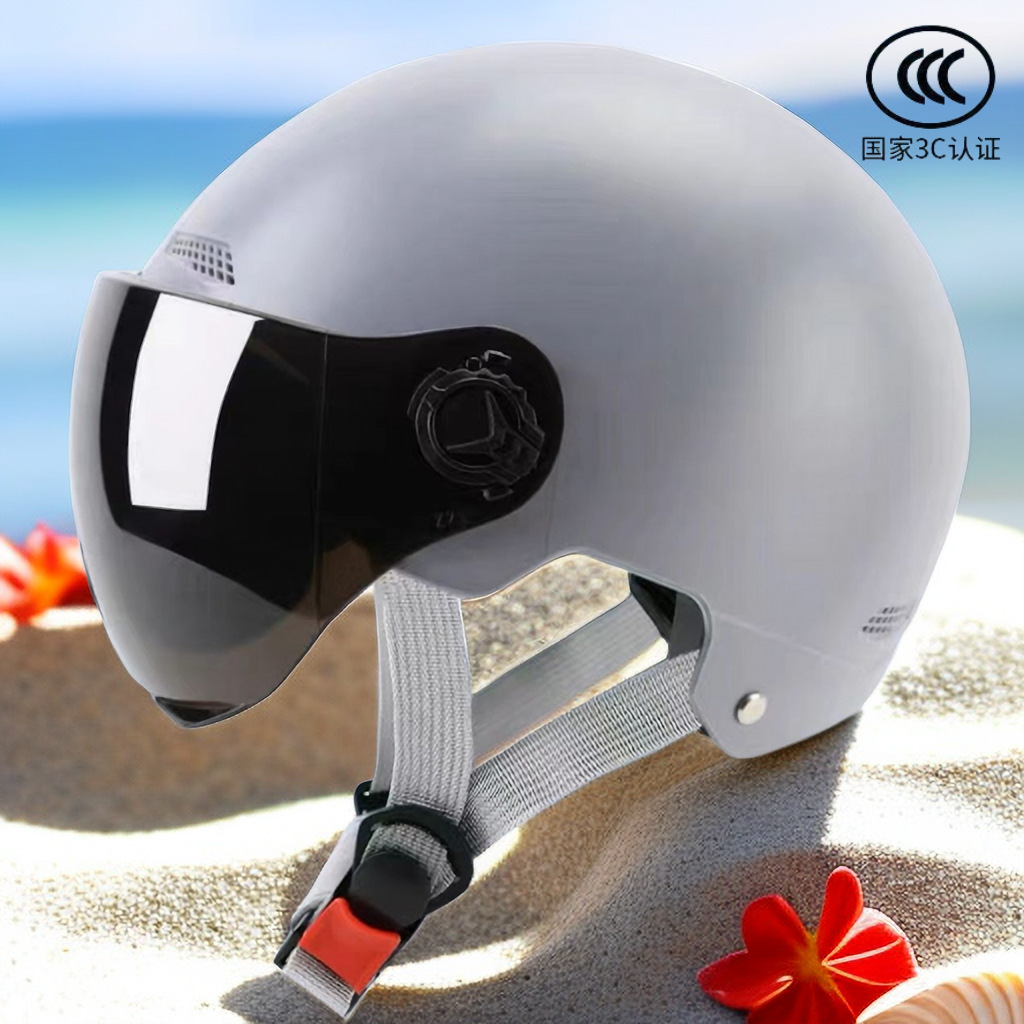 New helmet, 3C certified, comfortable and sun-protective for men and women, suitable for summer cycling, and safe for electric motorcycles, a four-season half helmet