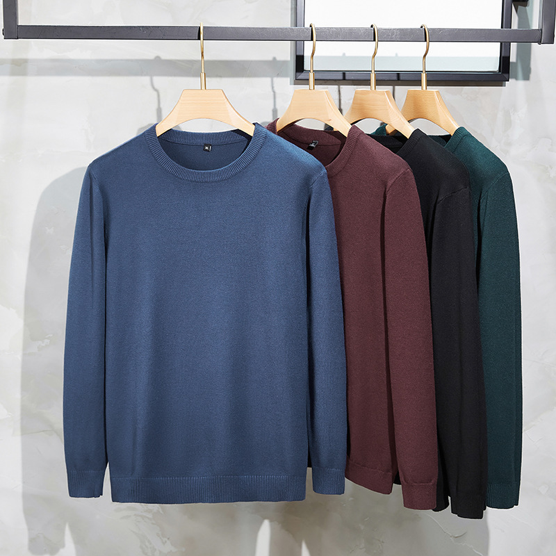 2026 Autumn/Winter Men's Plus Size Round Neck Knitted Base Shirt Long Sleeve Casual Fashion Sweater