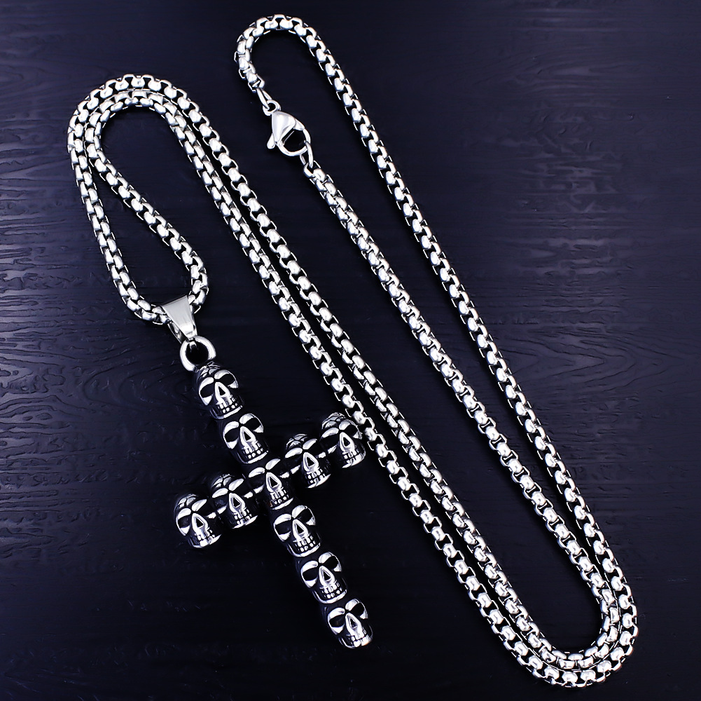 Stainless Steel Skull Anchor Pendant Necklace For Men And Women_voghion.com