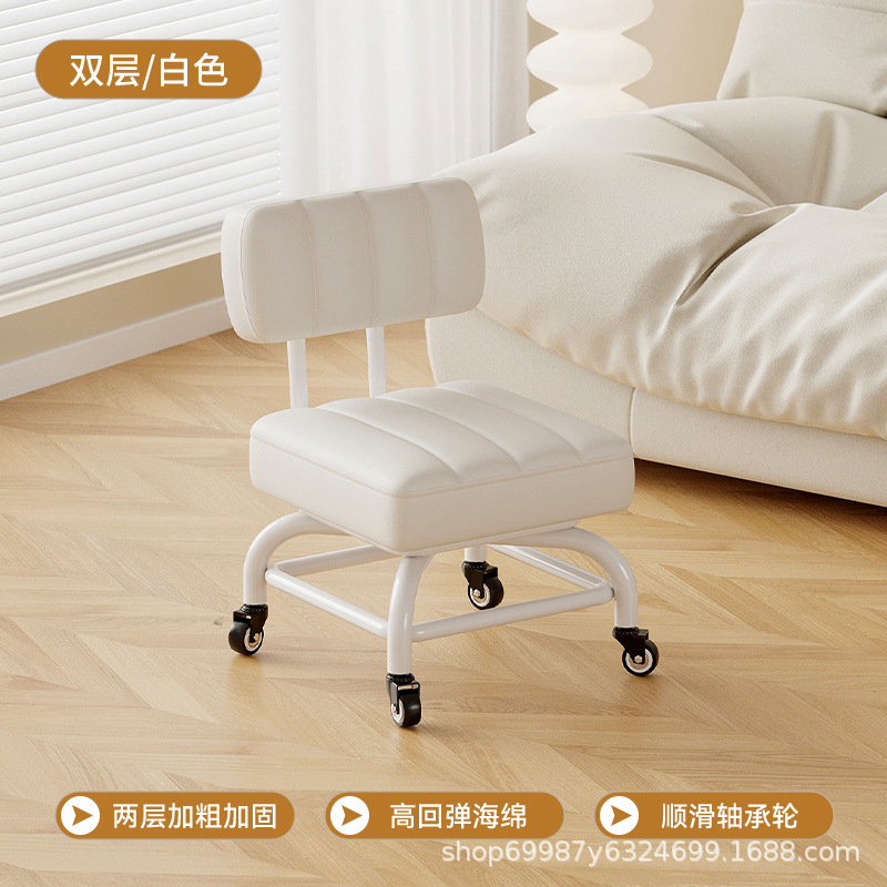 Rueda universal, pequeño taburete, polea de sala de estar, taburete bajo, respaldo para niños, baño de pies, taburete redondo, elevación giratoria, rueda silenciosa