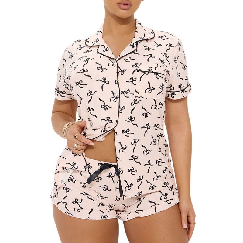 アマゾンの新型越境パジャマ女性の夏は基本的な半袖半ズボンのカジュアルな女性の部屋の服の2つのセットを入れます。|undefined
