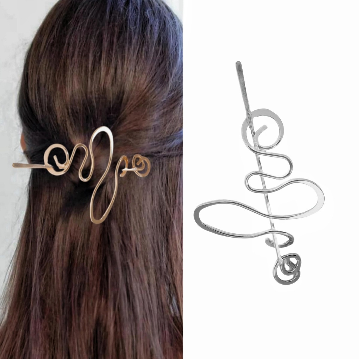 2024 transfronterizos nuevos clipes de cabello de metal enredados irregulares doblados clipes de cabello personales grandes diy accesorios de joyería