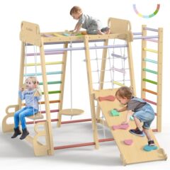無垢材クライミングフレーム子供のおもちゃ屋内クライミングおもちゃベビーホームスライドスイング子供クライミングフレーム