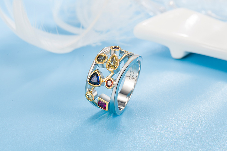 Fashion Water Droplets Copper Plating Rhinestones Rings 1 Piece