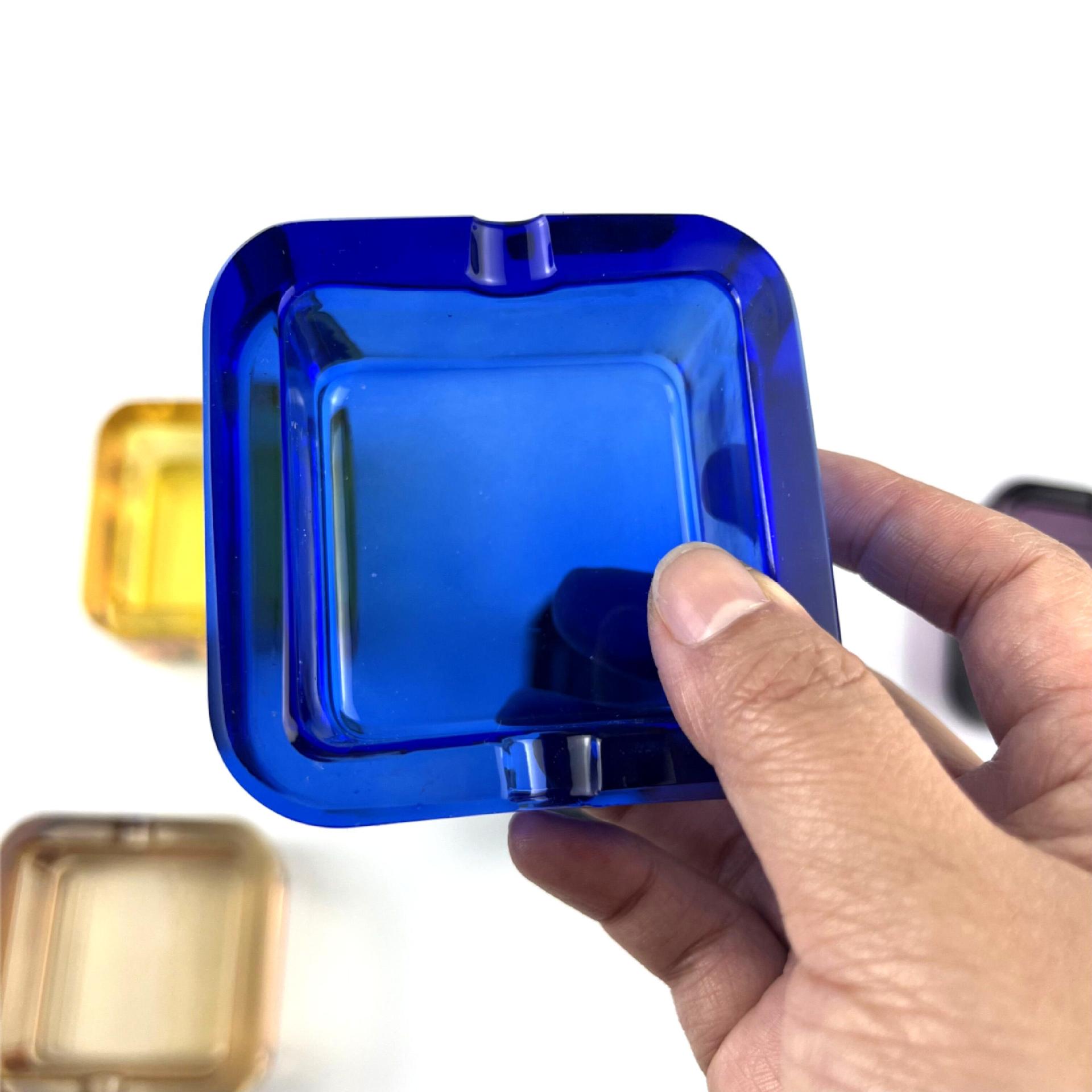 水晶玻璃烟灰缸小号欧精致方形金色创意礼品时尚个性茶几酒店客房