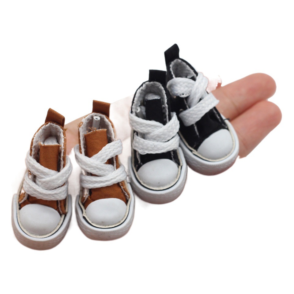 3,5*2,2 cm zapatos de lona con cordones 6 puntos tela pequeña 8 puntos BJD30cm muñeca juguetes de ocio zapatilla de deporte