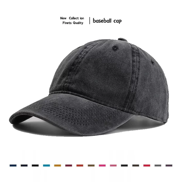 European and American Style Washed Baseball Cap, All-Cotton Soft Top Vintage Duckbill Cap, Solid Color Distressed Washed Denim Baseball Cap Wholesale