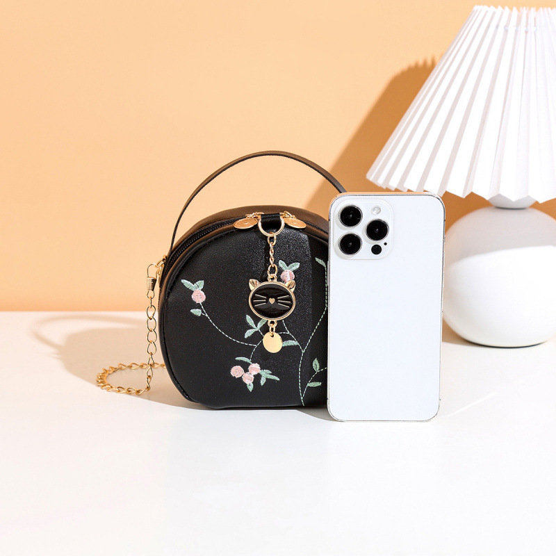 Bolso de mujer impresa cabeza de gato bolso redondo comercio exterior al por mayor 2025 verano nueva personalidad hombro inclinado bolso de cambio image 3