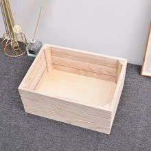 木质无盖收纳筐 家用桌面玩具杂物收纳整理盒 超市木箱摆地摊货架