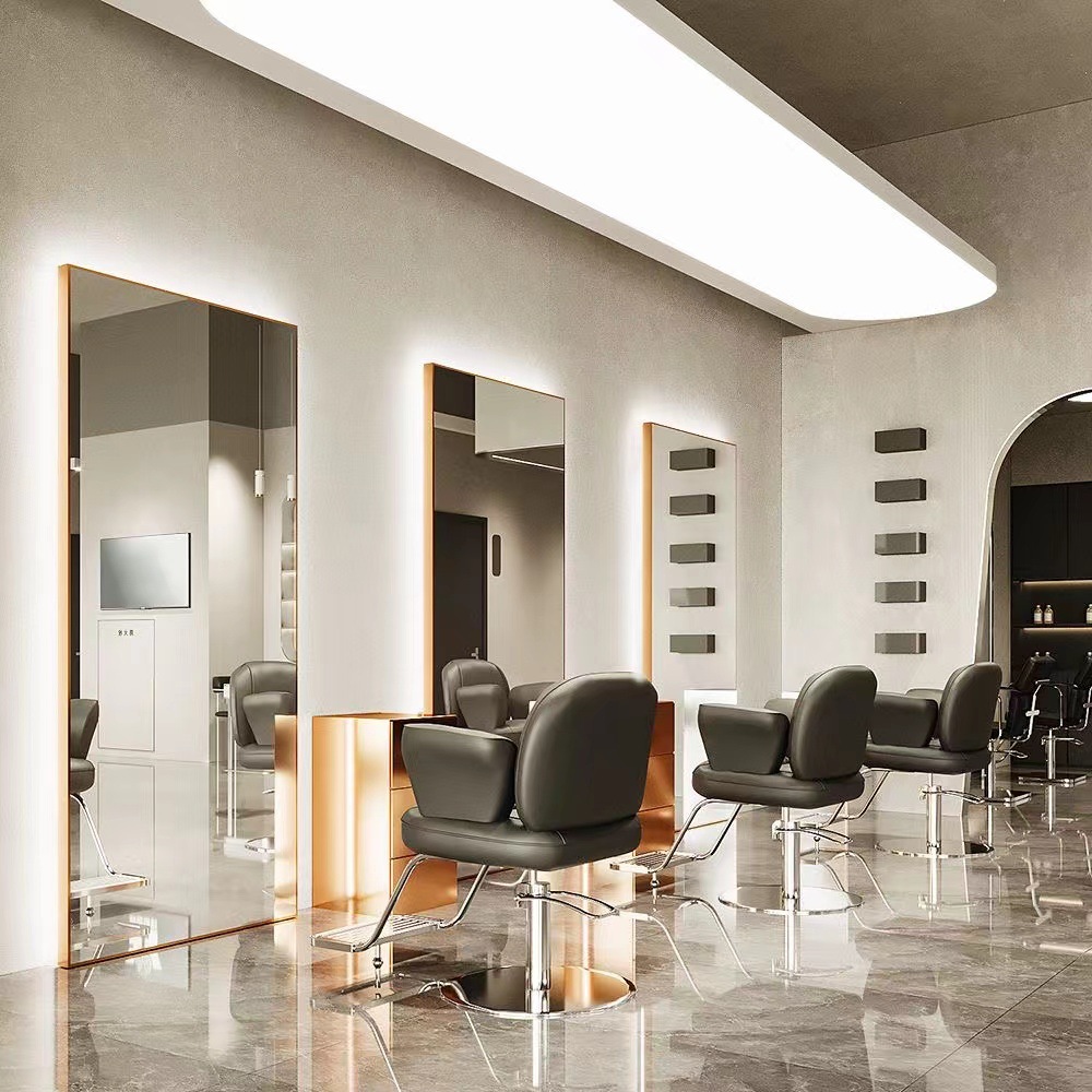Espejo de peluquería con lámpara de línea para salón de peluquería, espejo de corte de pelo, espejo de pared, espejo de peluquería