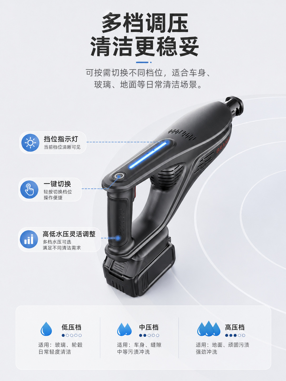 High-Pressure Car Wash Water Gun for Home Use, 230W Car Washer, Powerful Floor Cleaning, Air Conditioner Cleaning Machine, Car Use, Booster Wireless Gadget