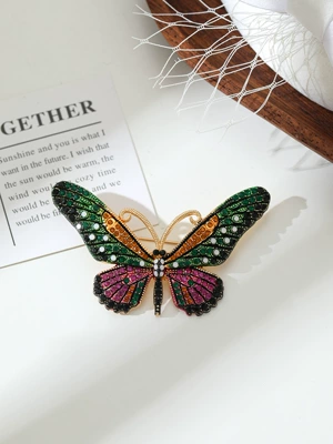New European and American Style Cross-Border Creative Cute Brooch with Butterfly Design, Rhinestones, Enamel, and Oil-Drip Finish, Direct from the Manufacturer (Yaxa sancaqları) - a9-22