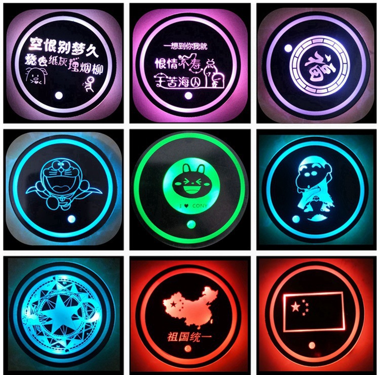 Car-Mounted Multi-Color Ambient Light, Luminous Cup Mat, Smart Sensor Ambient Light for Car, Rechargeable