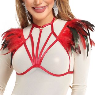 Sexy lingerie stage performance temptation dew beauty back adjustable feather harness bra a generation of hair