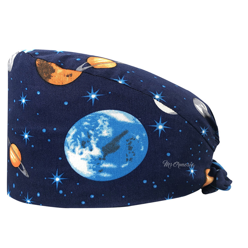 El algodón puro de las mujeres impresas europeas y americanas del sombrero de la enfermera de ICU con la toalla del sudor gorra quirúrgica del comercio exterior tapa de la cabeza del bolso entrega transfronteriza