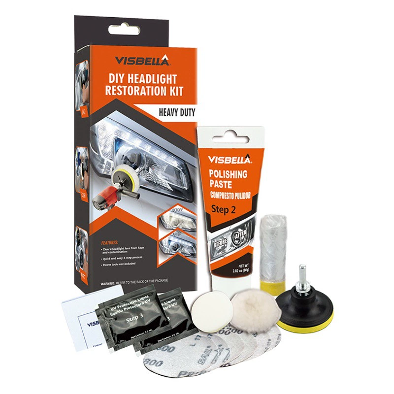 Прямые поставки с завода: агент для восстановления фар VISBELLA, удаление окисления автомобильных фар, устранение пожелтения, осветление, ремонтный комплект для кристаллического покрытия.