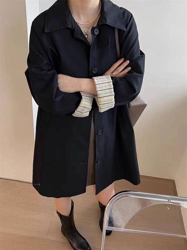 今年流行风衣外套女2025早春秋新款卡其色英伦风小个子中长款大衣|undefined