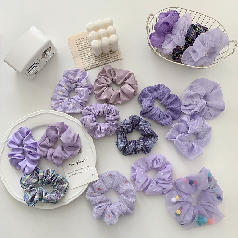 Резинка для волос (фиолетовая) от Purple, корейский стиль, широкий цветовой диапазон, мягкий материал из нескольких тканей