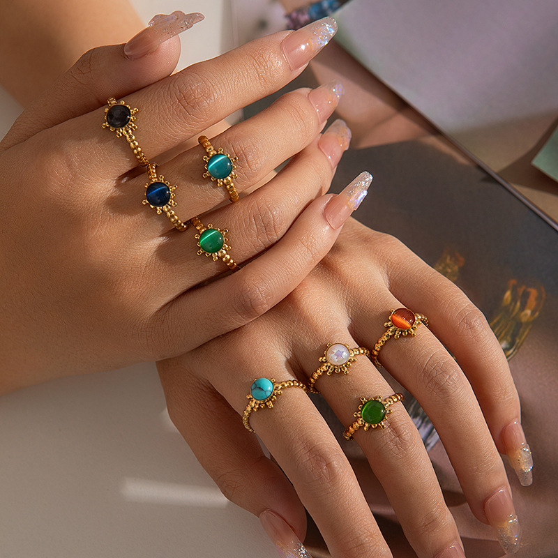 Multicoloured small design universal elegant one size ring stainless…