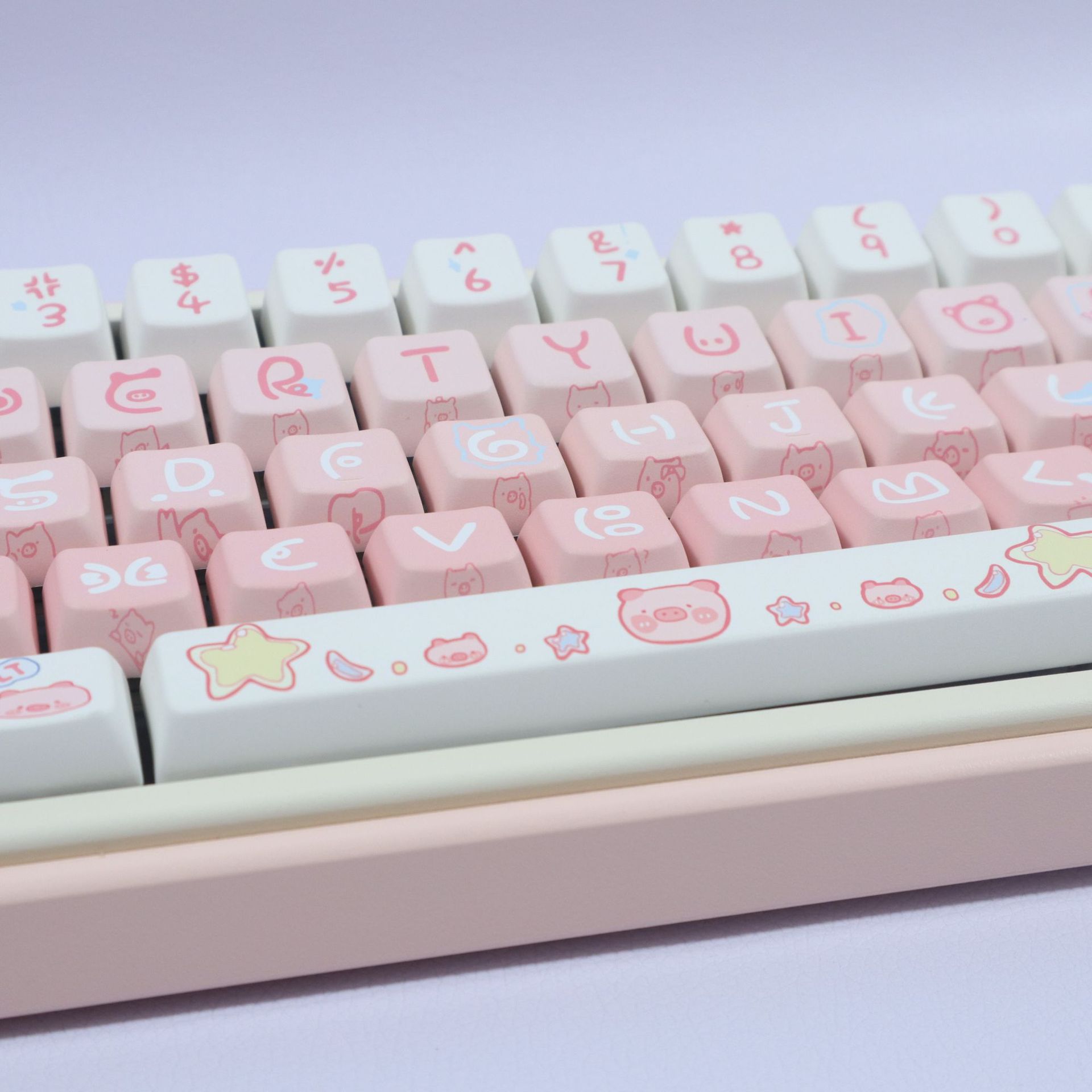 Tema Pink Piggy Completo di cinque lati per sublimazione termica, tastiera meccanica PBT personalizzata disegnata a mano_voghion.com