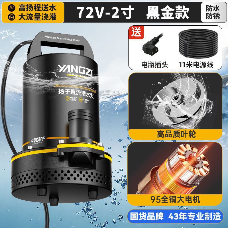 揚子 DC 水中ポンプ 12V48V72V バッテリー電気自動車水ポンプ家庭用農業灌漑ハイパワーウォーターポンプ|undefined