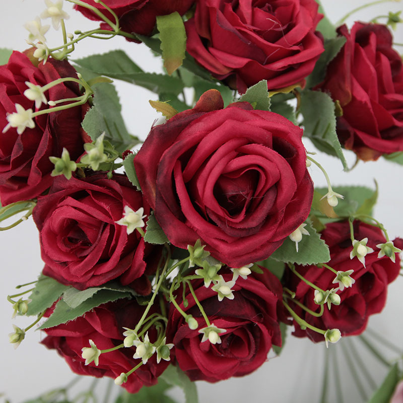 Artificial 9-cabeza concubina imperial Rosa boda flor artificial decoración del hogar Accesorios flor artificial Flor de seda al por mayor