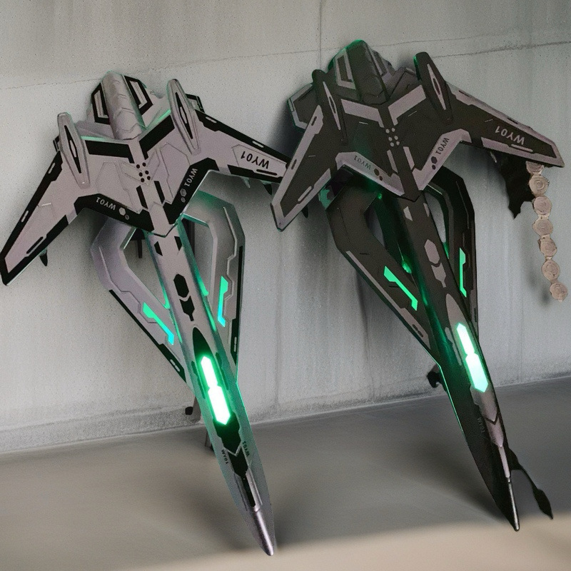 ステルス戦闘機ランプ付き中性ペン飛行機模型創意玩具学生クール科学技術文房具男子プレゼント|undefined