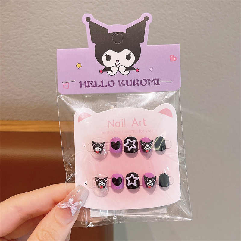 Rain Spirit Sanrio parches de manicura desmontables para niños Kulomi chicas usan pegatinas de uñas al por mayor