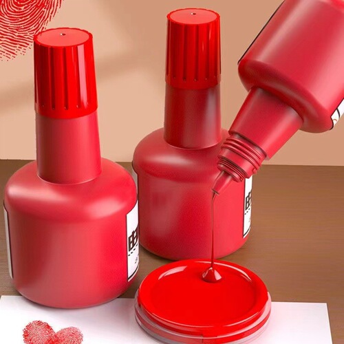 DaHua Rapid-Dry Printing Ink Red 40ml Large Bottle Seal Paste Cleaning Atom Ink for Office Finance Accounting Supplies
