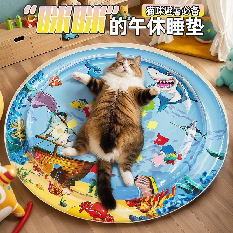 Cat Water Mattress Pet Water Pad Large Size Dog Summer Inflatable Water-Filled Cooling Pad Thickened Anti-Scratch Toy