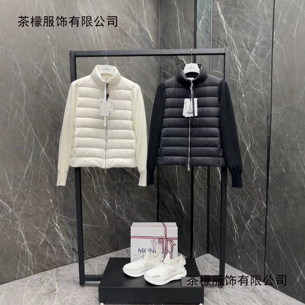 Mengjia 2025 Autumn and Winter down Jacket Women's Lightweight Short Stand-Up Collar White Knitted Splicing Top Warm Jacket