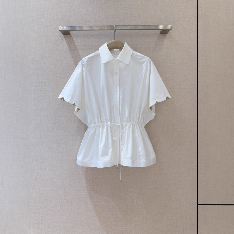 A Must-Have for Summer Freshness! Casual White Shirt for Women, Drawstring Design + Full of Cuff Details