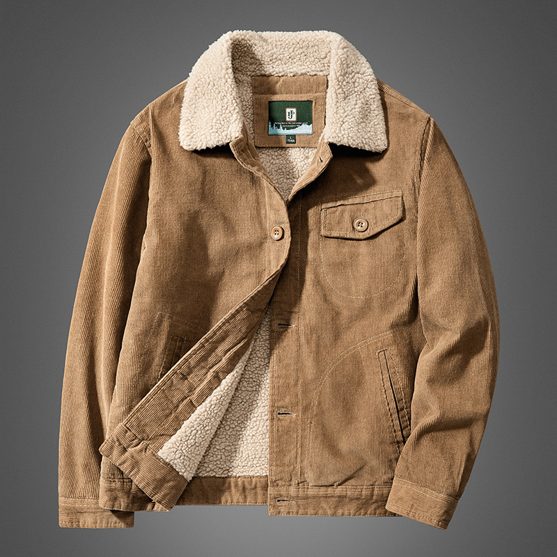 Chaqueta de pana de invierno para hombre abrigo cálido de algodón acolchado forrado de lana engrosada abrigo de algodón acolchado chaqueta de trabajo de papá 1852 1885