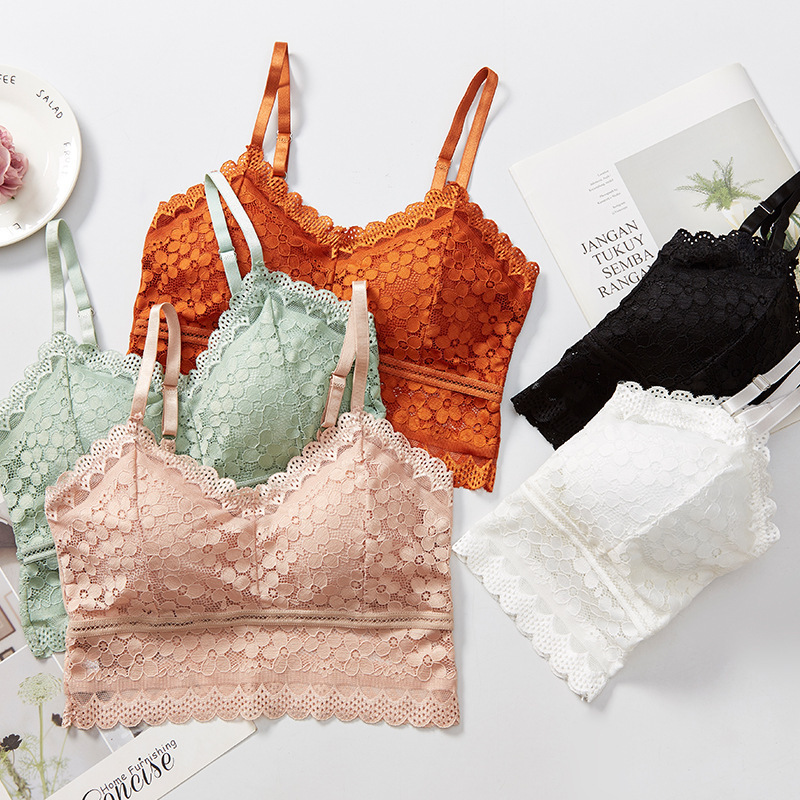 Summer Lace Women's Sexy Beautiful Back Wrap Bra Without Rims Suspender Bra Underwear Anti-Exposure Base Layer Wholesale Summer Lace Women's Sexy Beautiful Back Wrap Bra Without Rims Suspender Bra Underwear Anti-Exposure Base Layer Wholesale