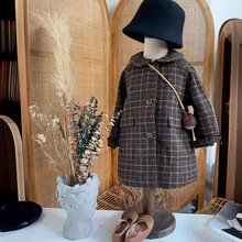 现货--秋冬新款cbc复古风女童可爱精美专柜长袖羊毛加绒大衣