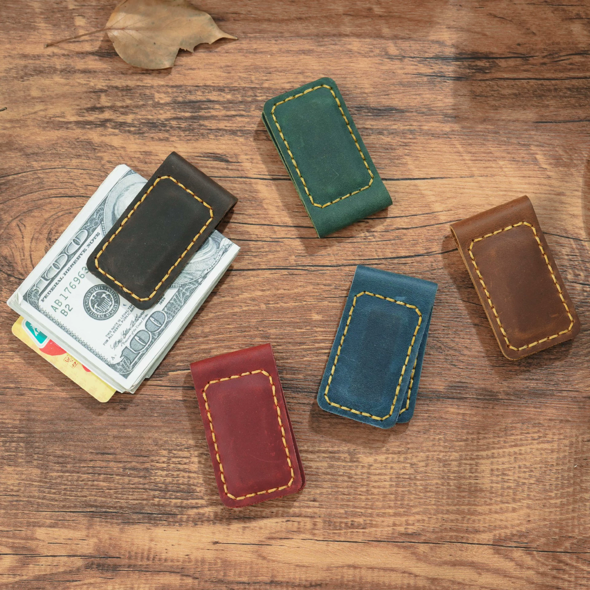 Кожаный ретро money clip с магнитом, канцтовары, Amazon