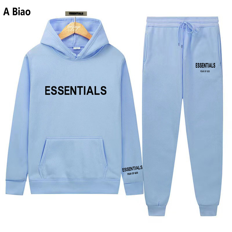 TEMOR DE DIOS doble línea Essentials Zambia moda marca pecho impreso LOGO pareja HOODIE sweater NIEBLA