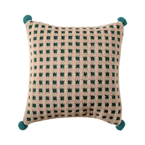 Nordic ins style sherpa three-dimensional checkerboard pattern cut pillow living room sofa office waist pillow cover