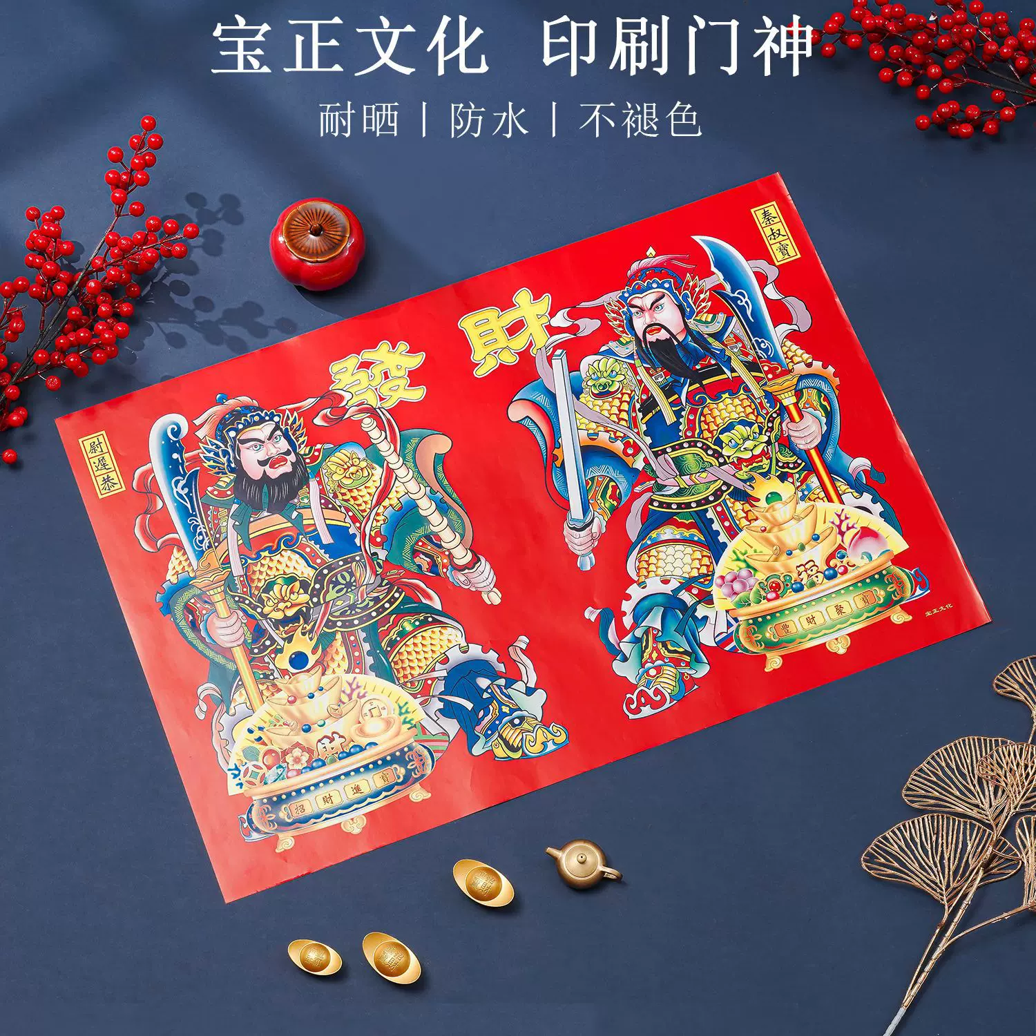 2025新年春节防水不褪色印刷年画门贴秦叔宝尉迟恭镇宅保平安门神