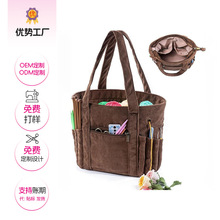 灯芯绒毛线收纳包DIY毛线针织袋大容量手提钩针工具毛线收纳袋