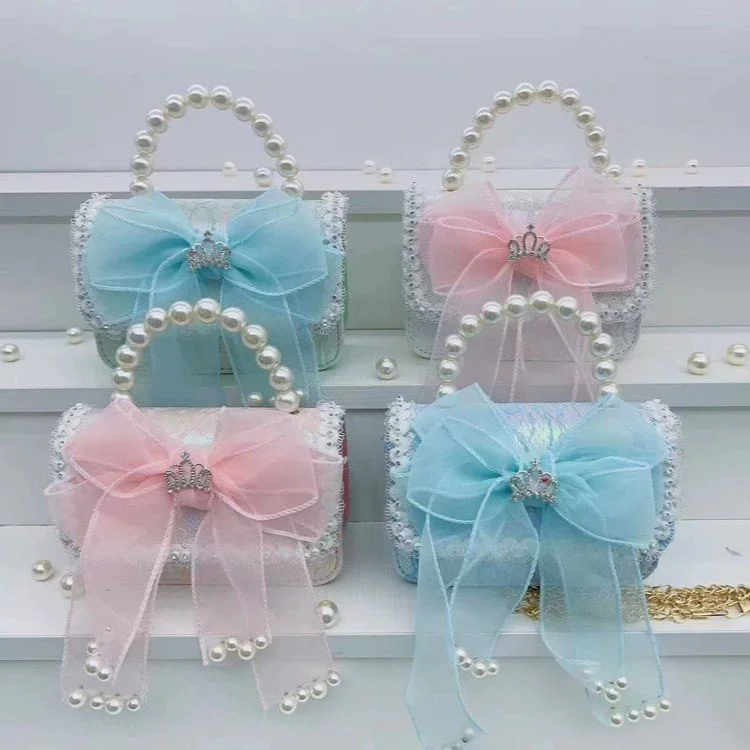 Children's cartoon fashionable children's bag from pearl, trend chain, small bag, Korean style