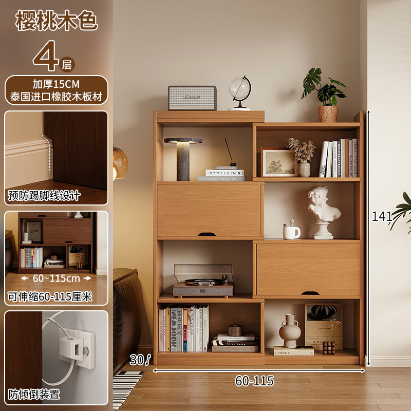 Estante de libros de pasillo de madera sólida estante de libros retráctil armario de almacenamiento integrado estante de pared estante de libros de extremo de pasillo doméstico