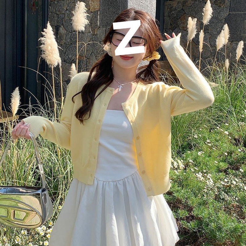 圆领开衫薄款配吊带外搭女外套春秋2025新款红色针织上衣开春穿搭|undefined