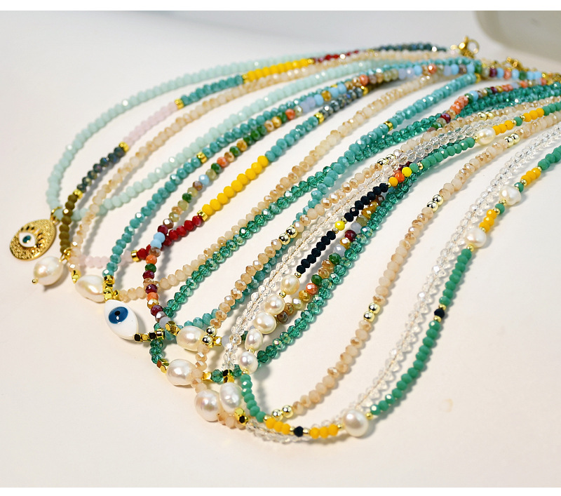 14g Weight Zircon Inlay Material Necklace Classification Casual Vacation Round Eye Artificial Crystal Copper Beaded Plating Inlay Zircon Women's Necklace
